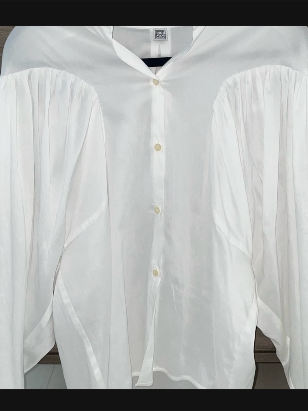 Toteme White Sheer Button-Front Blouse
